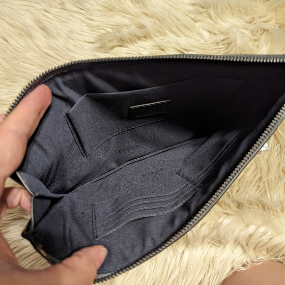 Furla clutch in gray leather with writing " light my fire " - Picture 5 of 9